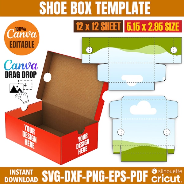 Shoe Box Template Svg, Shoe Box Svg, Shoe Box Party Favor, Shoe Box Label Editable, Sneaker Box Template, Printable, png, Canva Editable