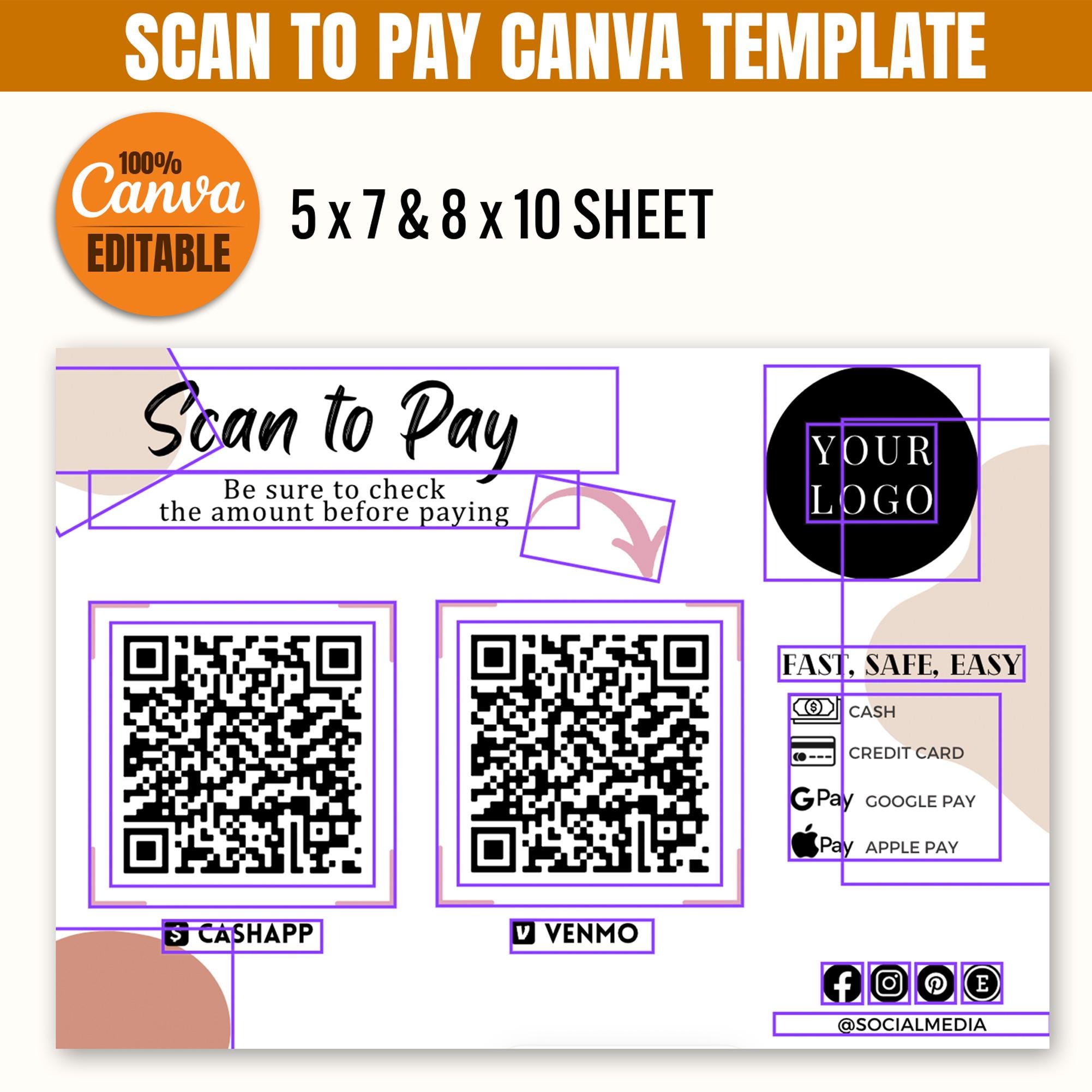 Scan to Pay Canva Template: QR Code Payment Sign (digital Download) - Etsy
