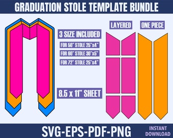 Modèle d’étole de graduation, Étole de graduation svg, Modèle d’étole, Modèle de graduation, Graduation Svg, Modèle d’étole Sublimation