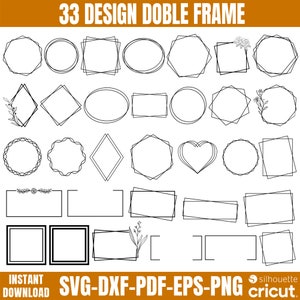 SVG de doble marco, paquete de doble borde, marco cuadrado svg, marco circular, marco redondo svg, doble borde, corona floral svg, archivos de corte cricut