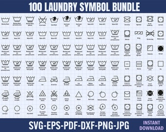 Laundry Symbols SVG Bundle, Laundry svg, Laundry sign svg, Laundry guide svg, Laundry icon svg, Care symbol svg