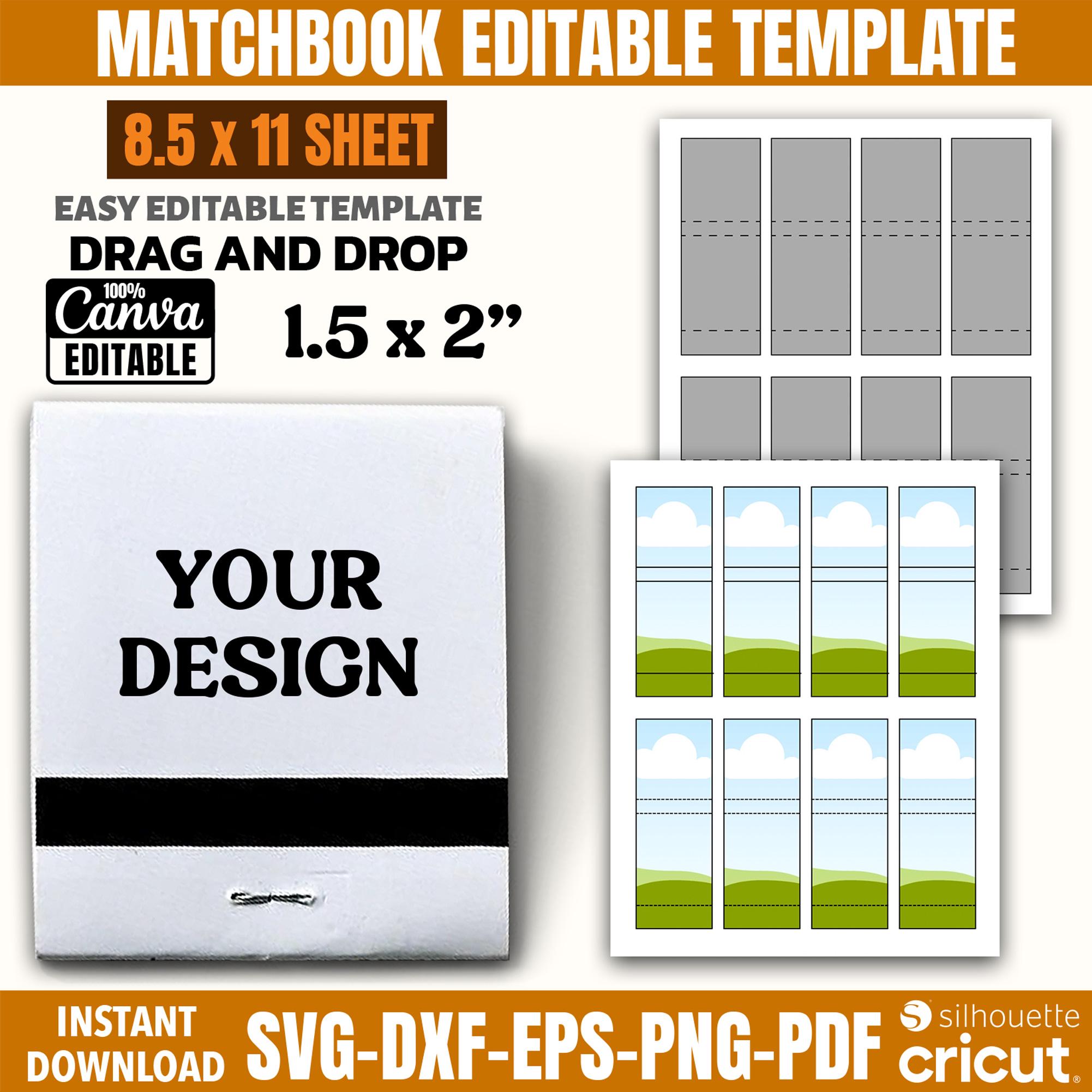 Matchbook sjabloon Svg, Canva Matchbook sjabloon, bewerkbare Matcbook lege sjabloon, feestartikelen, afdrukbare Matchbook gunst, Diy Matchbook