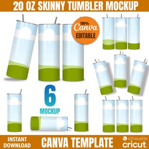 20 oz Skinny Tumbler Mockup: Drag & Drop Canva Template (Digital Download)