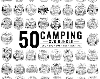50 Camping SVG Bundle, Camp Svg, Camping Png, Camping Shirt Clipart Design
