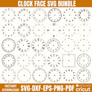 Clock Face Svg, Old Clock Face Svg, Modern Clock Face Design Bundle, Circle Watch Face Design File, Laser Cut File, Clock  Face Cricut File