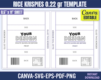 Rice Krispies Treat Template: DIY Party Favor (Digital Download)