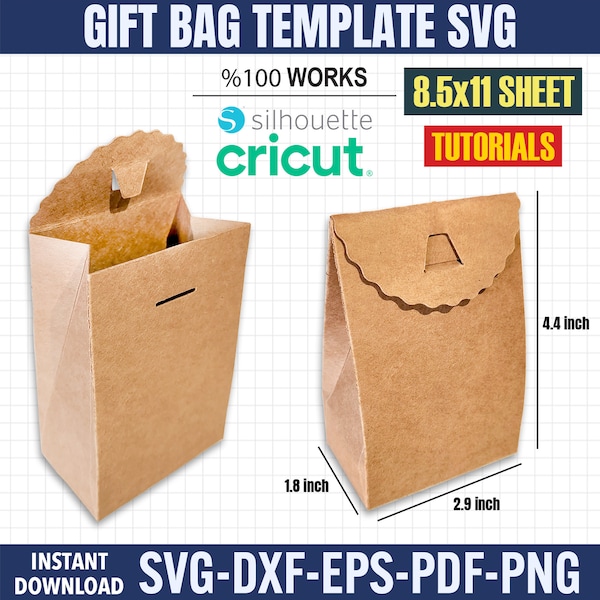 Gift Bag Template, Gift Box, Pary Favors, Self Sealed Bag, Birthday Bag Template, Bag Svg, Party Favor Template, Cricut Template