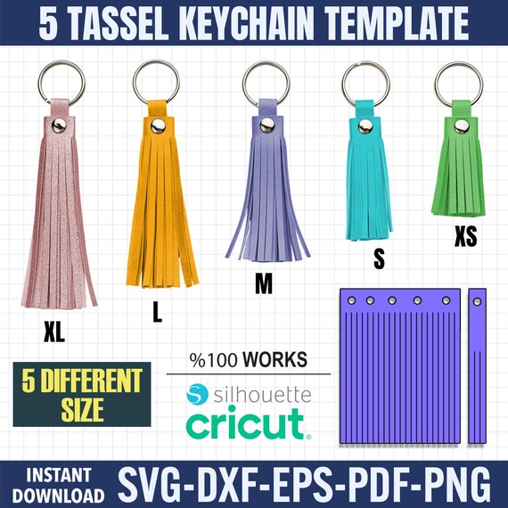 Tassel Keychain Template, Leather Key Cover (svg, dxf, png, pdf, eps) (Digital Download)
