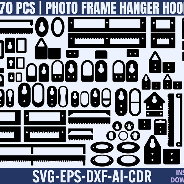 Photo Frame Hanger Hook Bundle, Sawtooth Hanger, Frame Hangers Template, Sign Hanger Template, Laser Cut files, glowforge