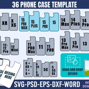 Phone Case Template Bundle, iphone Case Canva Template, iPhone Sublimation Template Svg, iphone Canva Drag And Drop Template, Blank Template