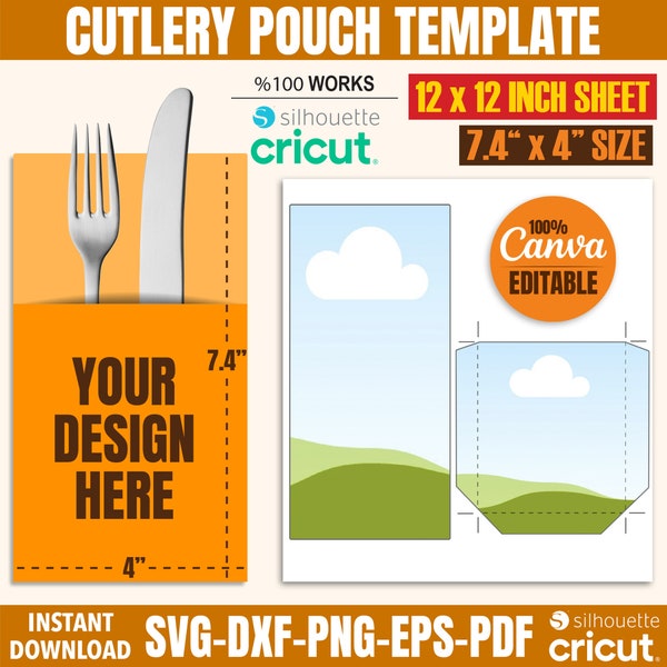 Cutlery pouch Template, Cutlery holder SVG, Set template, Cutlery Paper Holder Template, Cutlery pouch template, cutlery holder wedding