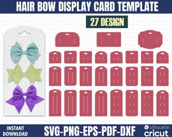 Hair Bow Card Template Svg, Bow Display Card, Hair clip display card svg, bow holder template, Display card cricut files