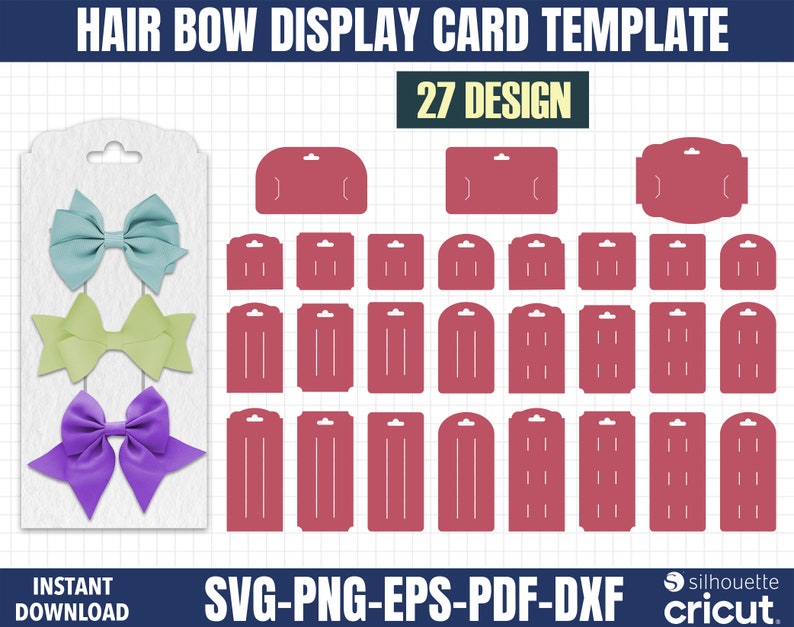 hair bow diplay card template svg