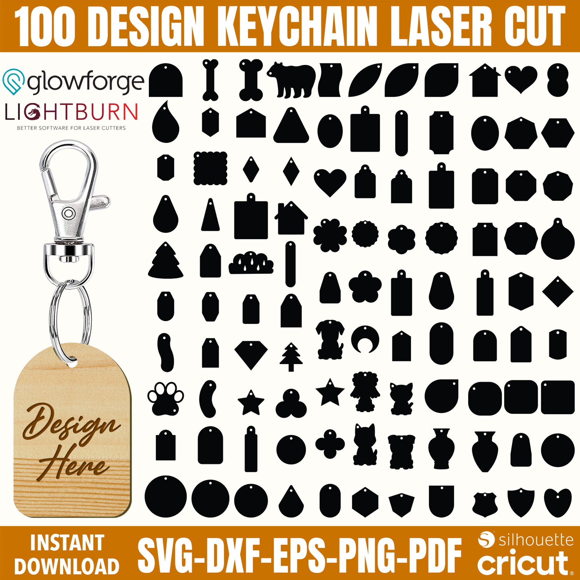 Keychain Design Laser Cut Files: SVG Bundle (digital Download) - Etsy