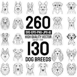 Dog Breeds Svg Bundle, Dog Head Svg, Dog Svg Bundle, Dog Mom Svg Bundle, Dog Outline Svg, Dog Clipart, Dog Silhouette File, Dog Cricut File