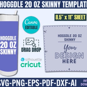 20 Oz Skinny Tumbler Template: Full Wrap Sublimation Design (Digital Download)