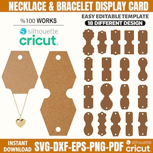 Necklace Display Card Template Bundle Svg, Bracelet & Necklace Display Card Svg, Jewelry Holder Cricut Cut File, Sİlhouette Cut File