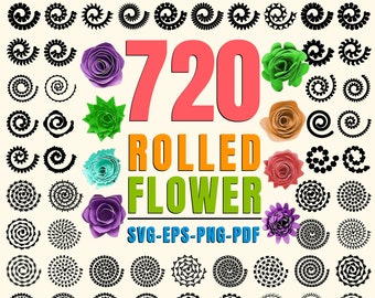 Paquete SVG de flores enrolladas: Plantillas de rosas de papel 3D (descarga digital)