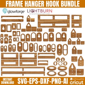鋸歯フック SVG、フォトフレームハンガーフック、フレームハンガーテンプレート、Gloeforge SVG、レーザーカット SVG、キーホールハンガー、壁掛けハンガー SVG、CNC ファイル