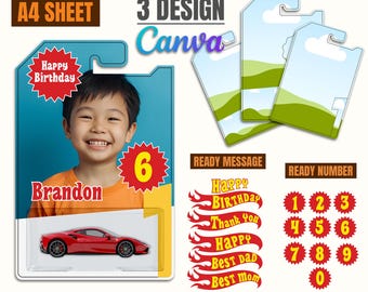 Editable Race Car Favor Box Template, Kids Birthday Party (Digital Download)