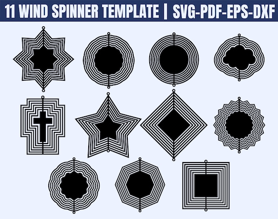 11 Wind Spinner Templates (svg, eps, dxf, pdf) Digital Download