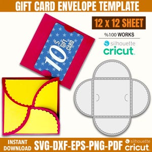 Plantilla de sobre para tarjeta de regalo, plantilla de soporte para tarjeta de regalo, sobre para tarjeta de regalo SVG, funda para tarjeta de regalo SVG, archivos de corte Cricut, archivos de corte Silhouette