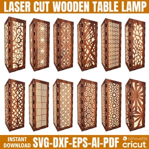 Wood Night Lights Template, Tealight Candle Holder, Tealight Lantern, Laser Engrave Files Lantern, Laser Cut File, Ornament Laser cut file