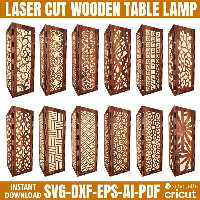 Wood Night Lights Template, Tealight Candle Holder, Tealight Lantern, Laser Engrave Files Lantern, Laser Cut File, Ornament Laser cut file