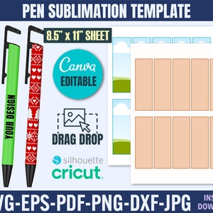 Pen Sublimation Template: 8.5x11 Pen Wrap (Digital Download)