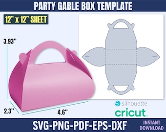 Szablon pudełka Mini Gable SVG, pudełko SVG, pudełko upominkowe SVG, szablon pudełka, szablon pudełka upominkowego, pudełko upominkowe Party, pudełko SVG Cricut, małe pudełko SVG
