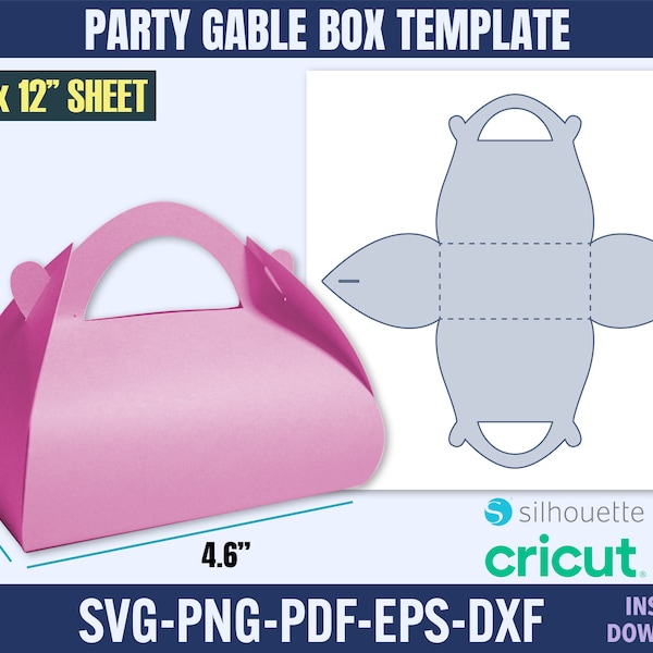 Mini Gable Box Template Svg, Box Svg, Gift Box Svg, Box Template, Gift Box Template, Party Favor Box, Box svg cricut, Small Box Svg