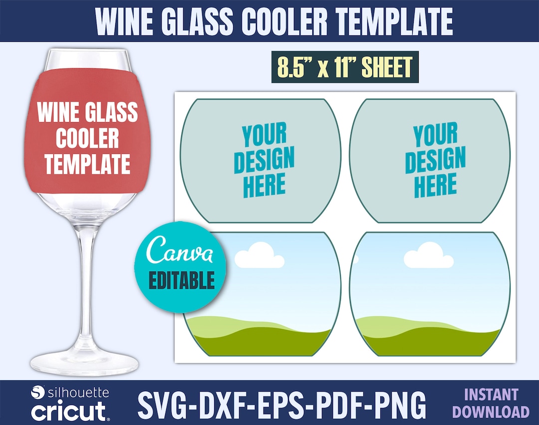 Wine Glass Cooler Template Svg, Custom Wine Glass Covers, Wine Glass