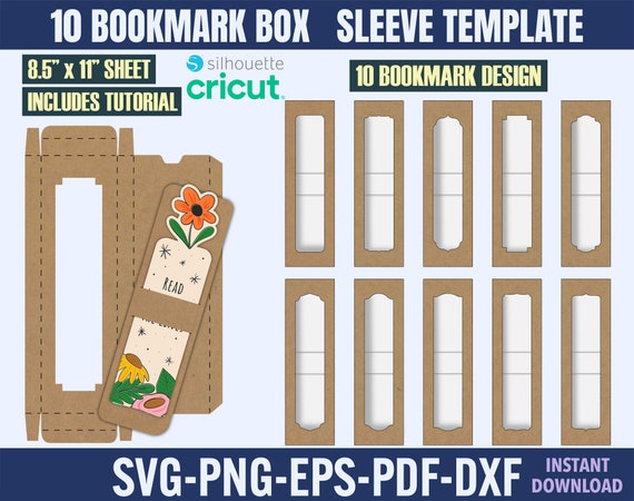 Bookmark Box Template SVG: Display Card & Sleeve (Digital Download)