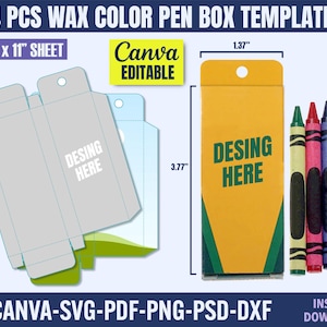 Wax Color Pen Box Template: Party Favor Box SVG (Digital Download)