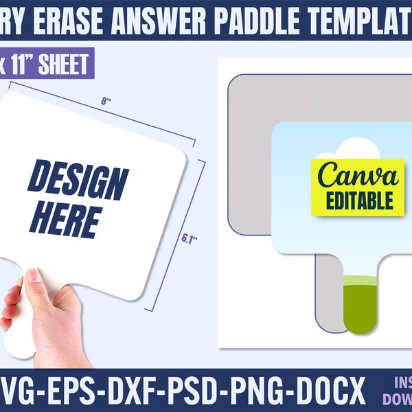 Dry Erase Answer Paddle Template, Paddle Board Template, Fan Template, Graduation Notes Template, Wrapper, Label, Canva, Cricut, Sublimation