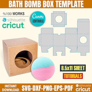 Modèle de boîte de bombe de bain, bombe de bain boîte Svg, boîte d'anniversaire, boîte Svg, emballage de bombe de bain, boîte à savon, boîte de cadeau, boîte de bonbons, boîte de cupcakes