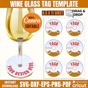 Etiqueta para copa de vino en formato SVG, plantilla de etiqueta para copa de vino, etiqueta con nombre para copa de vino en formato SVG, etiqueta para copa de vino en formato Canva, etiqueta para copa de vino en blanco, recuerdo de boda, archivo Cricut
