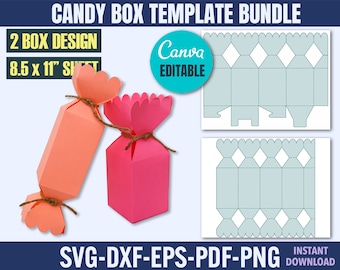 Candy Box Template cut, candy shaped box svg, Box Svg, Gift Box, Candy gift box template, party gift box, box svg for cricut