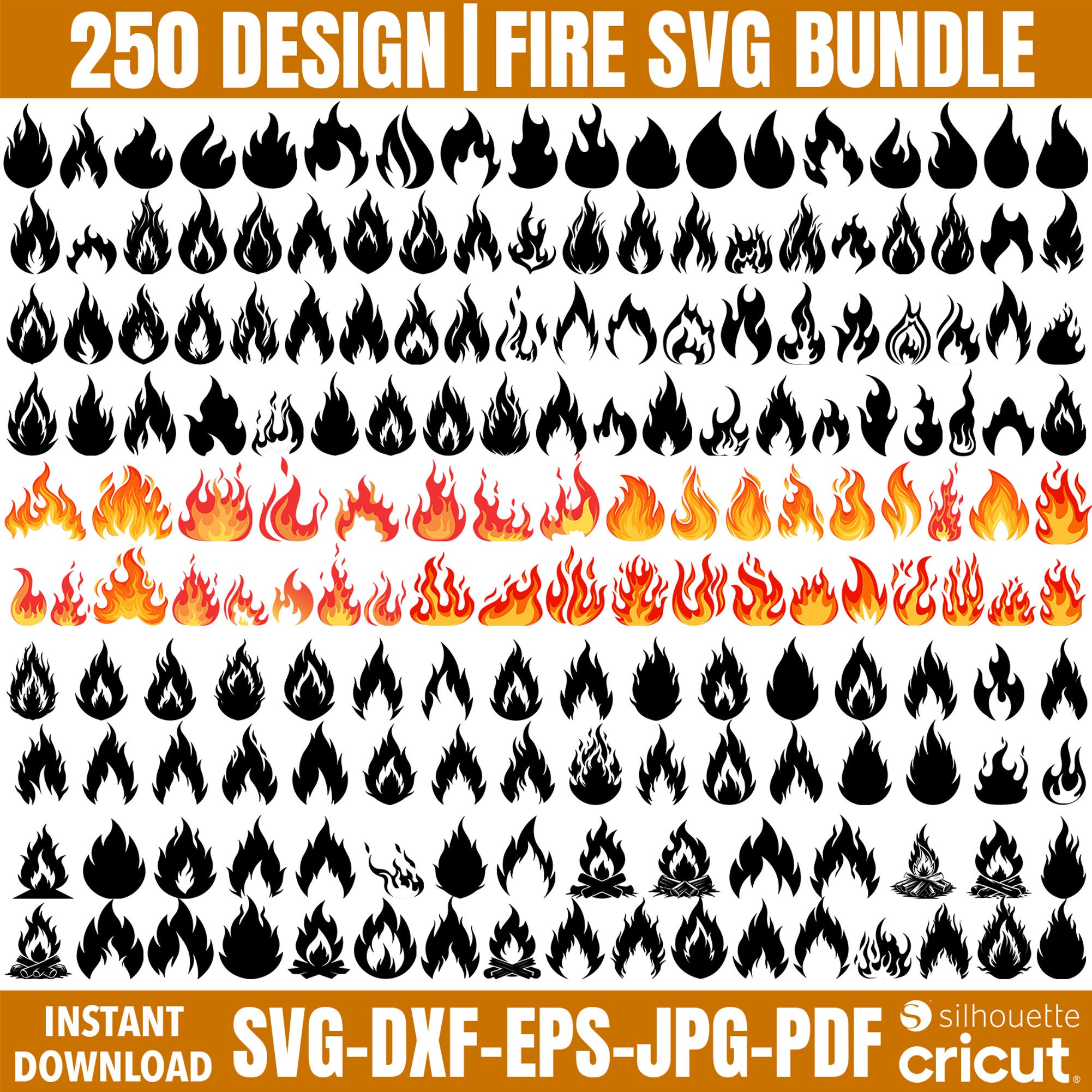 Svg Raging Fire 250 Fire SVG Bundle: Flames, Campfire Designs (digital Download) - Etsy