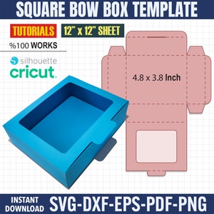 Vensterdoos Svg, doos Svg-sjabloon, strikdoos Svg, geschenkdoos Svg, vierkante doos sjabloon, sjabloon doos, Cricut Box-bestanden, vak partij gunsten