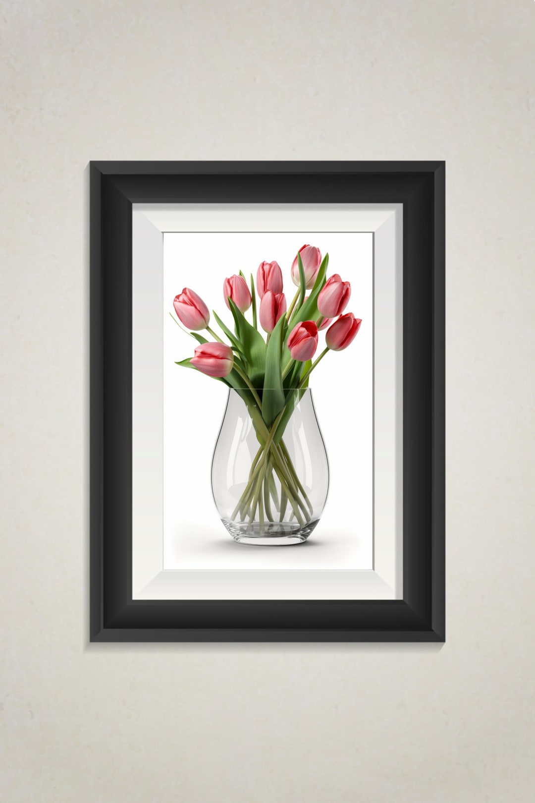 Pink Tulips Wall Art Flowers Home Decor Simple Elegant Nature Photo ...
