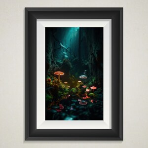 Forest Mushrooms Digital Art AI Art Fantasy World Sci-Fi