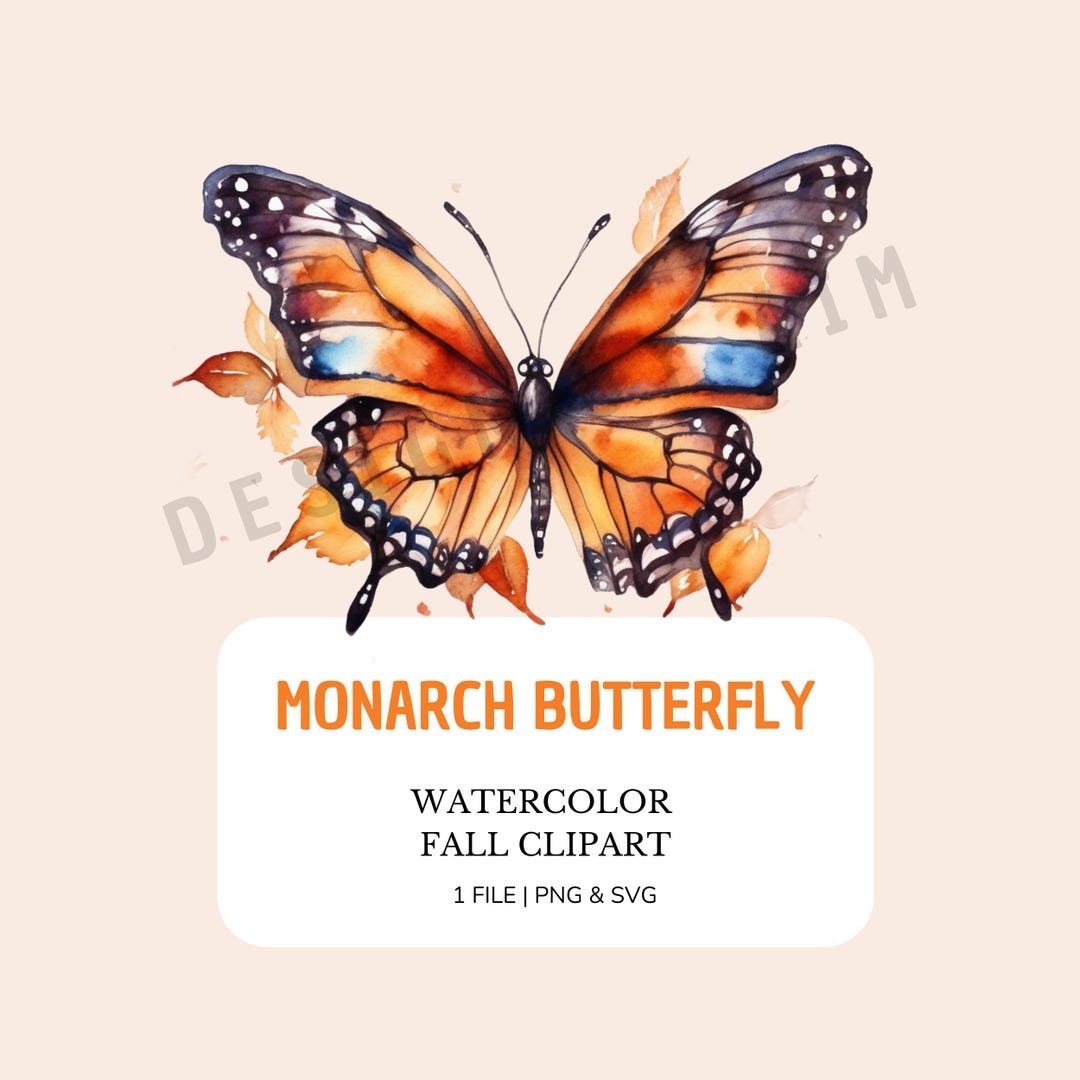 1 Monarch Butterfly SVG PNG, Its Fall Yall, Watercolor Clipart for ...