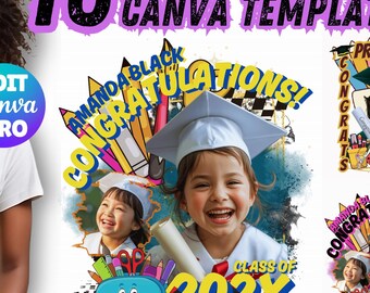 Prek Graduation T Shirt Kindergarten Grad TShirt  Editable Canva Template Kids Class of 2027 Shirt Template Kids Tshirt Design Digital File
