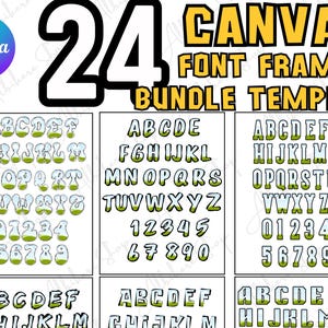 Canva Alphabet Letters Frame Bundle Template Blank Doodle Letters Canva Frame template Photo Collage Sublimation Design Fill Your Own Photos