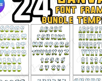 Canva Alphabet Letters Frame Bundle Template Blank Doodle Letters Canva Frame template Photo Collage Sublimation Design Fill Your Own Photos