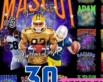 Football Mascot T-Shirt Canva Template: High School Design (PNG Digital Download)