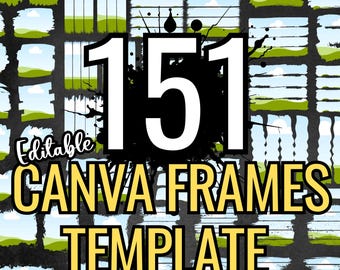 Plantillas de marcos de Canva con efecto de decoloración y pinceladas desgastadas. Crea tu propio collage de fotos con la función de arrastrar y soltar. Paquete de marcos de fotos. Diseño de marcos de fotos.