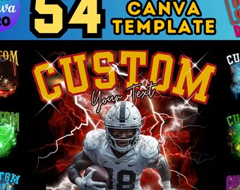 Football Mascot Shirt Bundle Canva Template, Custom Photo Collage Canva Design Digital Download