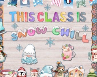 Winterliches Pinnwand-Set zum Ausdrucken: Klassenzimmerdeko für Dezember, Türdeko für Januar, Weihnachtsdeko (PDF-Datei)